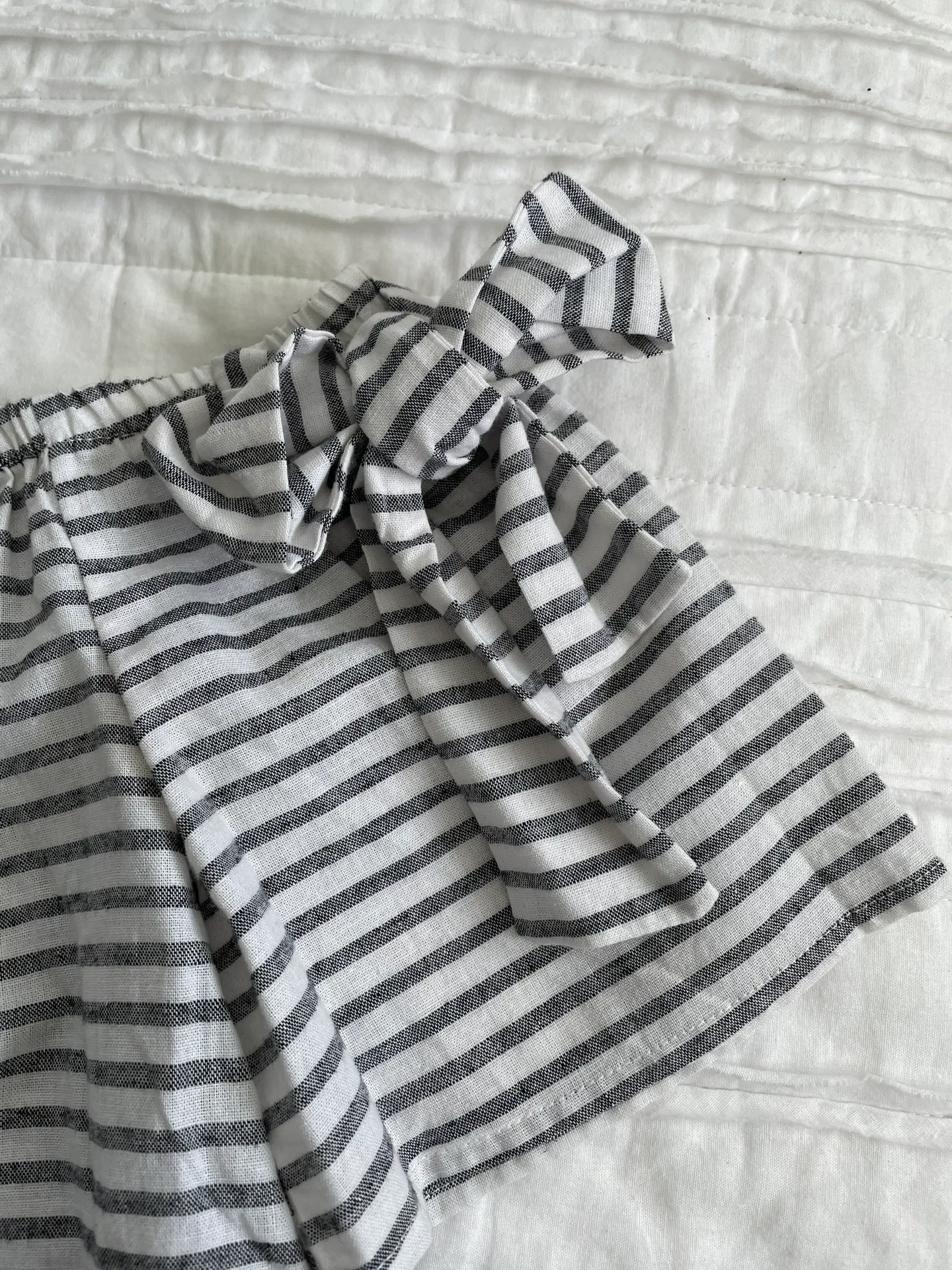 boutique Blue & White Striped Off the Shoulder Top - Image 4