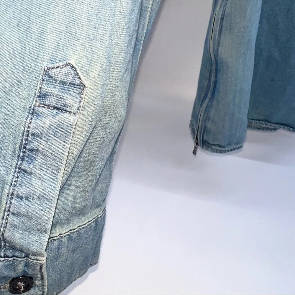 Nanette by Nanette Lepore Denim Chambray Casual Shirt w/Zippered Vents @Sides-S - Image 6