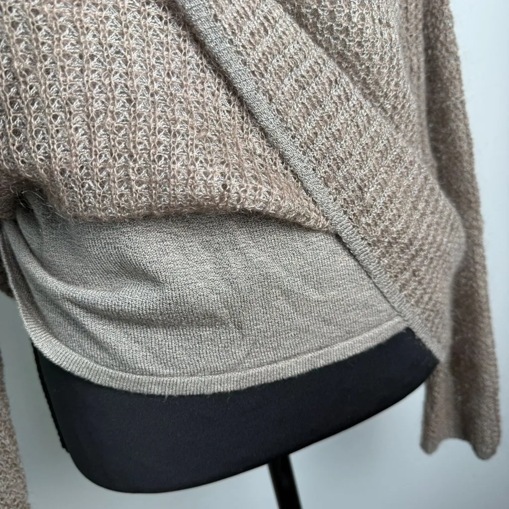 Sigrid Olsen Vintage Mohair Blend Open Knit Sweater Built-In Tank Taupe Size M - Image 6