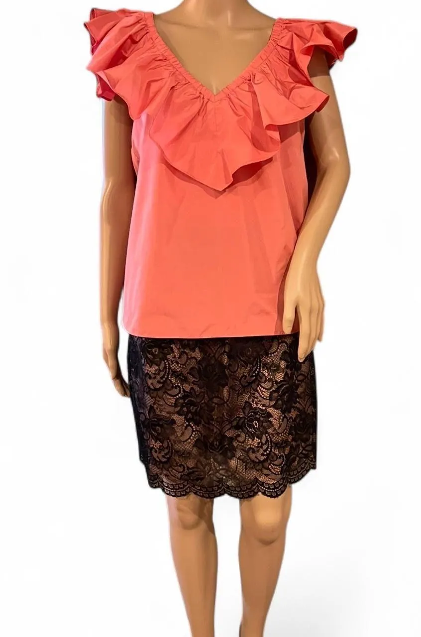 NWOT! Trina Turk Silk Skirt Black Lace Short Side-zip Size 6  - Image 2