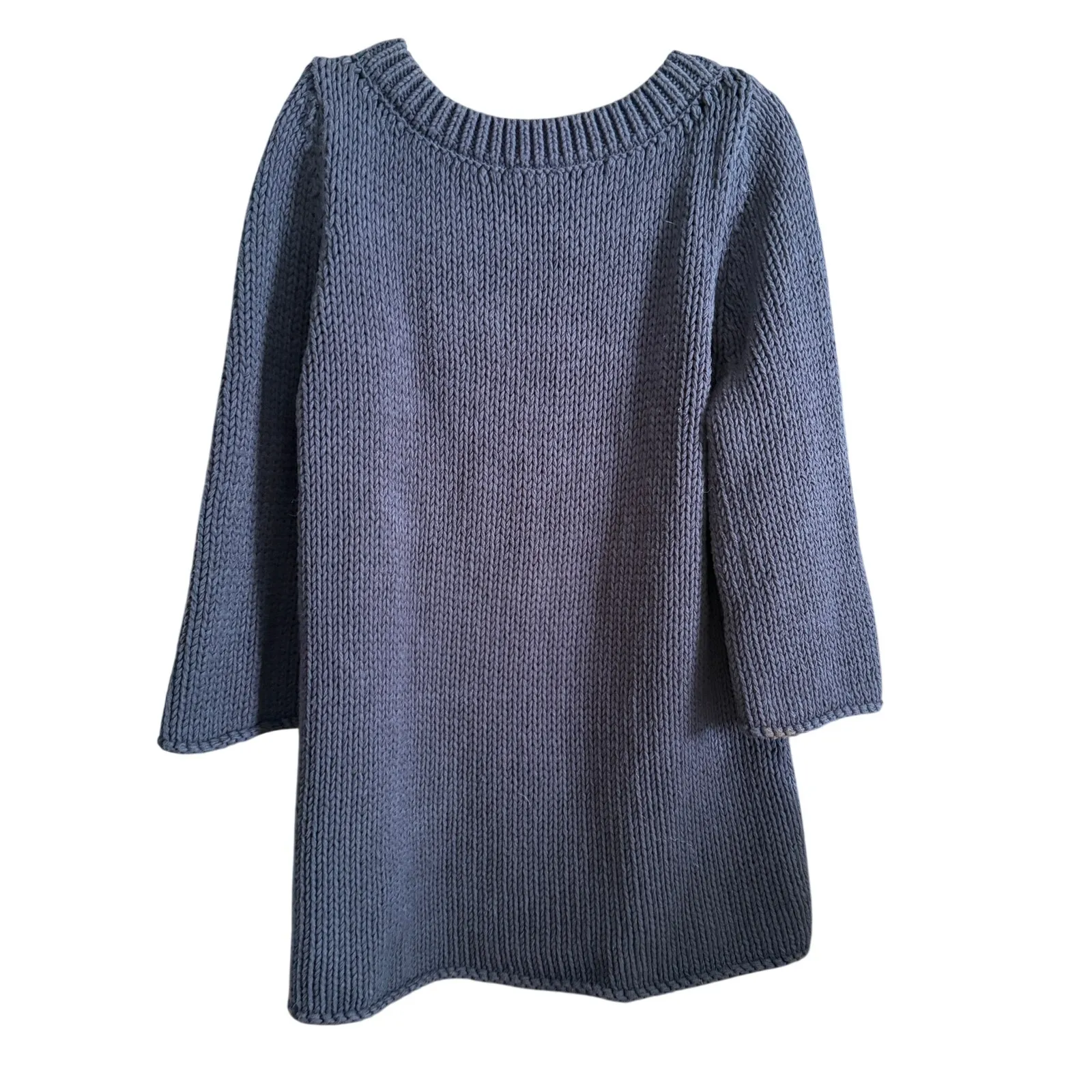 SOFT SURROUNDINGS | Navy Blue Chunky Knit Cotton Blend Tunic Sweater | XL - Image 2