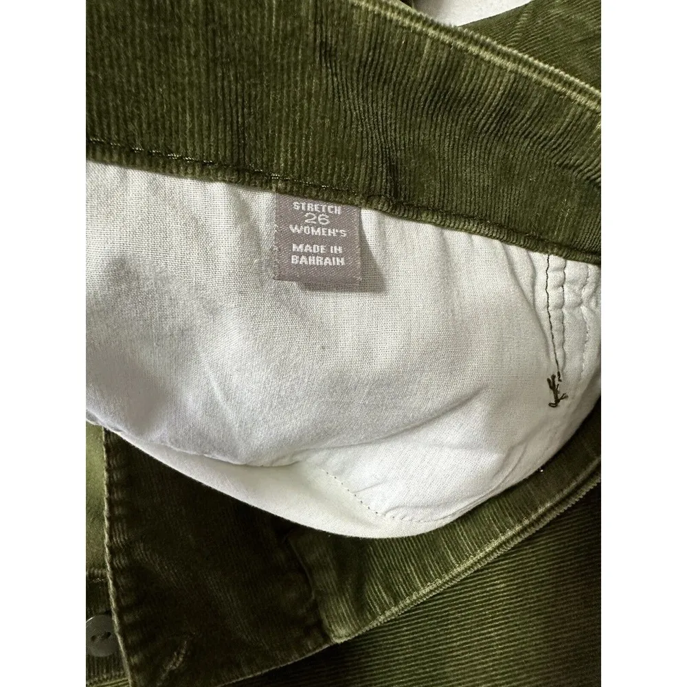 J.Jill  Olive Green Stretch Corduroy Pants Cotton Blend Size 26 - Image 9
