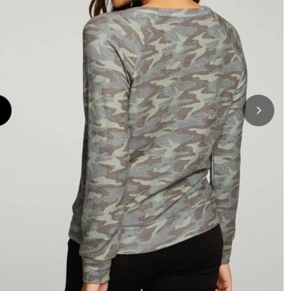 NWOT Chaser Camo Rpet Bliss Knit Long Sleeve Raglan Pullover - Image 2