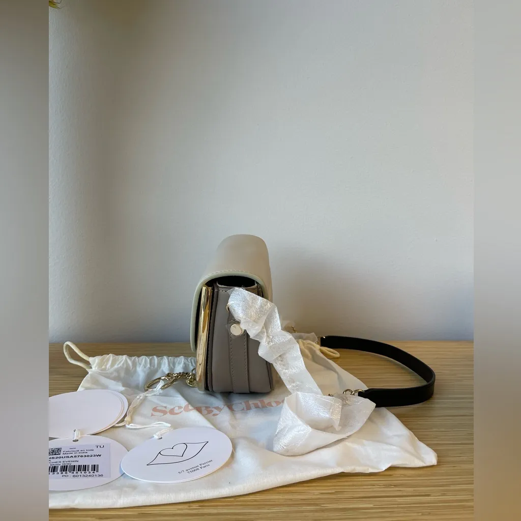 See By Chloe Mara Evening Motty grey Smooth Leather Saddle Bag - Image 5