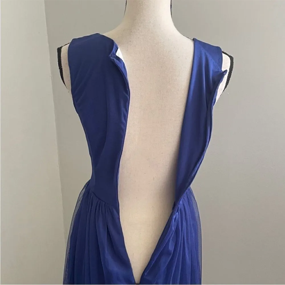 Modcloth Blue‎ Sleeveless Knee Length Retro Sundress Scoop Neck sz XS Graduation - Image 6