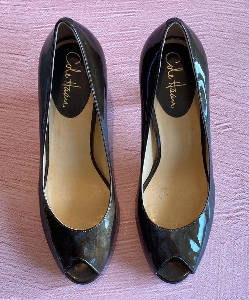 Cole Haan Nike Air Peep Toe Heels - Brown Patent - Size 10B - Image 67