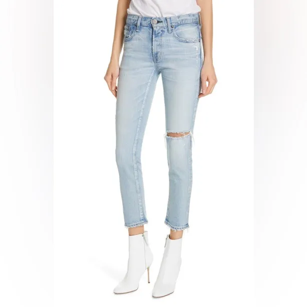 NWOT Moussy Vintage Vivian‎ Ripped Crop Skinny In Blue Size 24 - Image 3