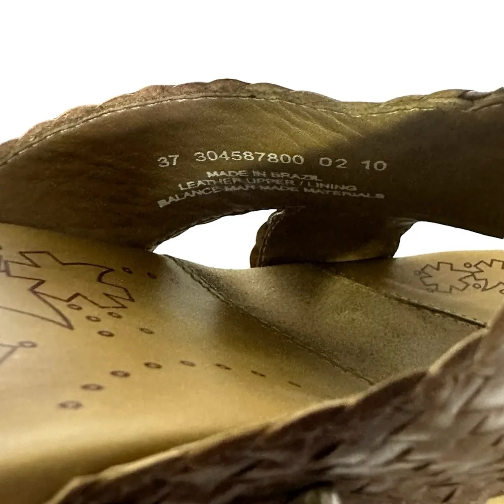 Dansko Mila Brown Leather Basketweave Woven Slip On Slides Sandal EU 37 US 7 - Image 6