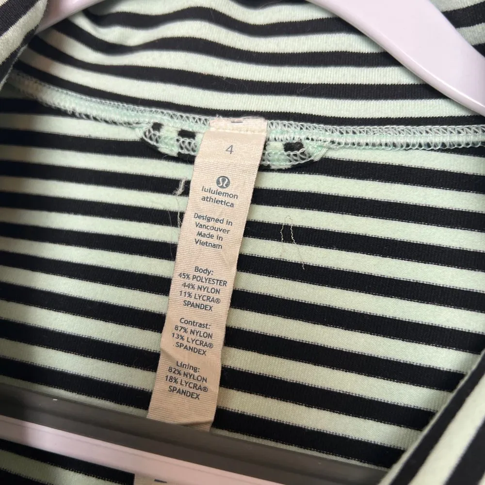 Lululemon Women's Size 4 Daily Yoga Jacket‎ Striped Full-Zip Athletic Mint Black - Image 5