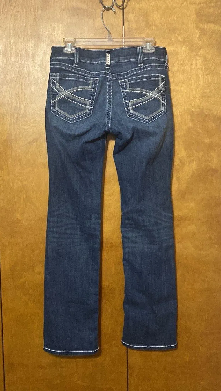 Jeans 30R REAL Dresden Mid Rise Stretch Ivy Stackable Straight Leg Blue - Image 4