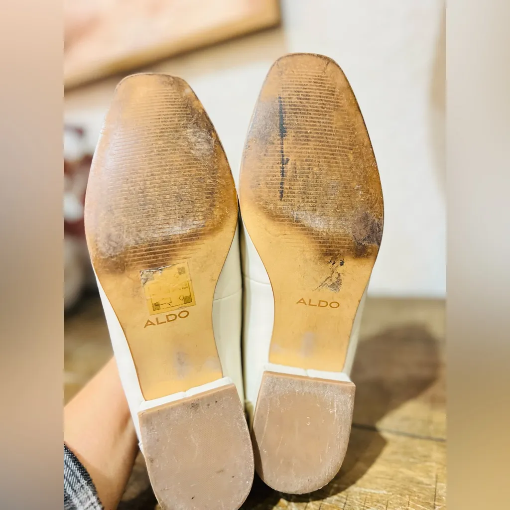 Aldo Adwauthiel loafers in white leather with a croc-embossed detail. 7.5 - Image 6