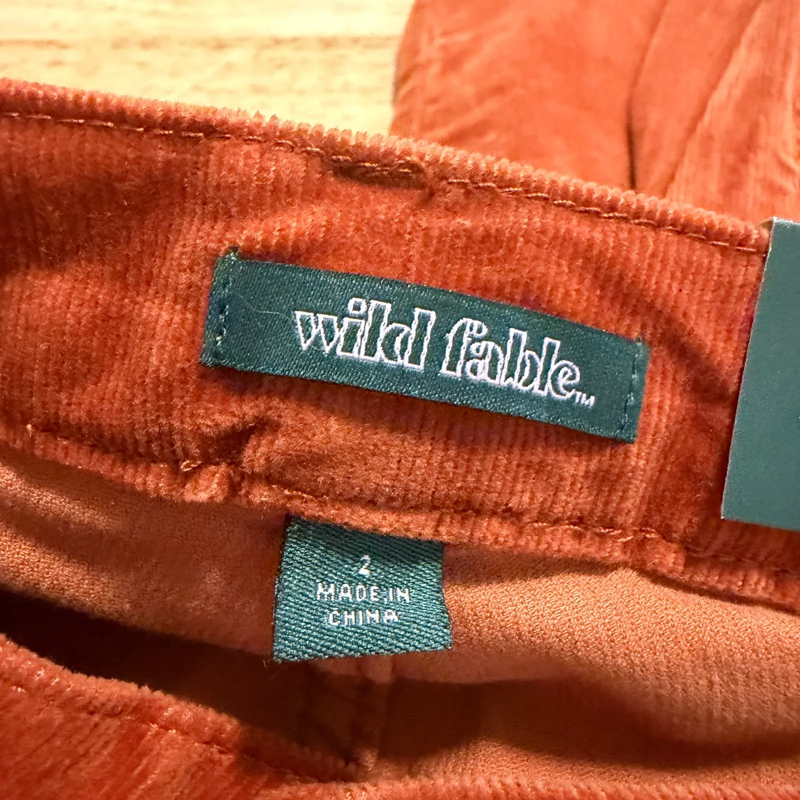 Wild Fable Women's Rust Orange Mid-Rise Corduroy Flare Pants - Size 2 - NWT - Image 9
