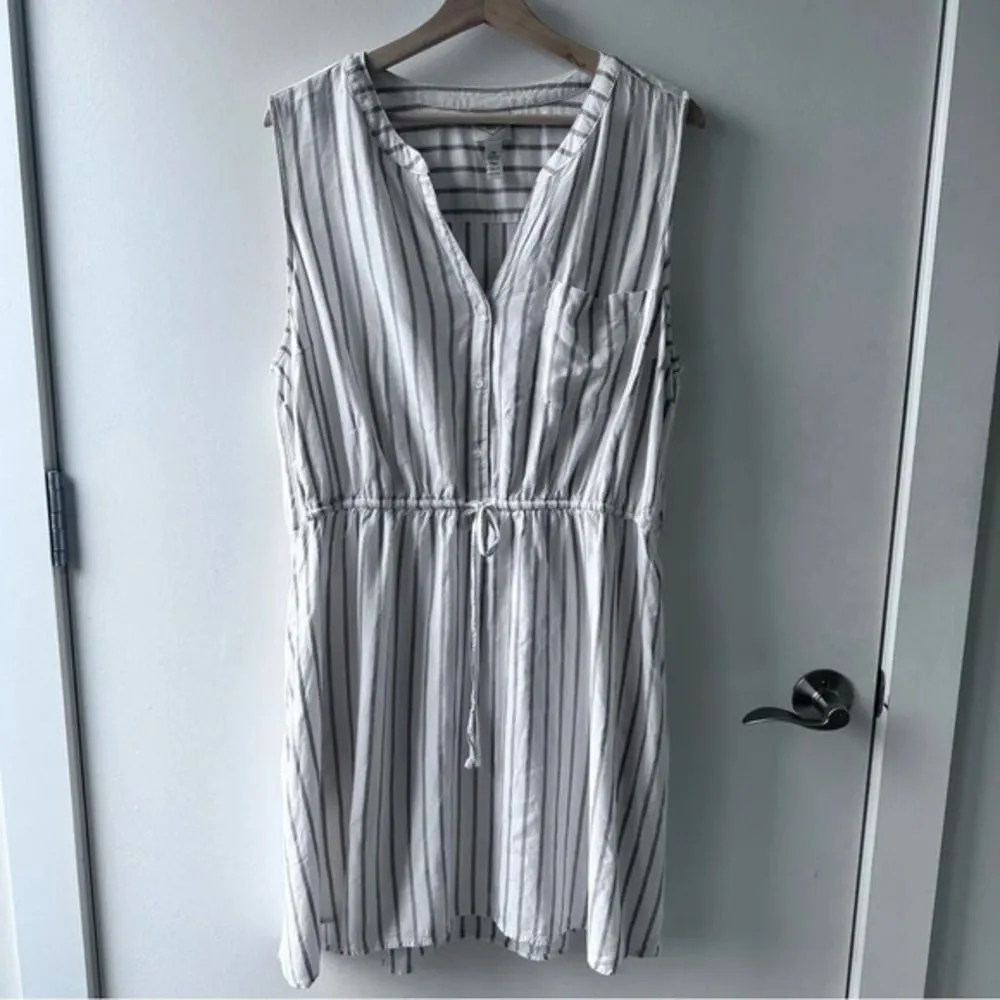 St. John’s Bay tan stripe sleeveless dress XXL casual cottagecore white preppy - Image 5