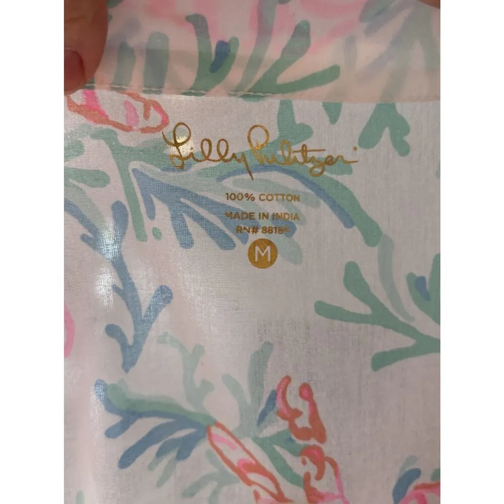 Lilly Pulitzer blouse long sleeve rounded neckline to V cutout Amelia Island Med - Image 4