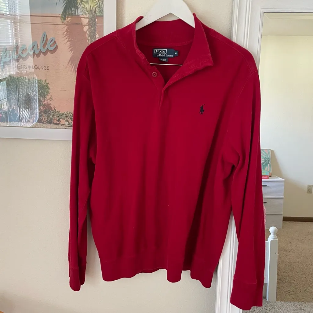 Polo Ralph Lauren Vintage 90s Y2K Henley Long Sleeve Sweatshirt Top in Men’s XL - Image 2
