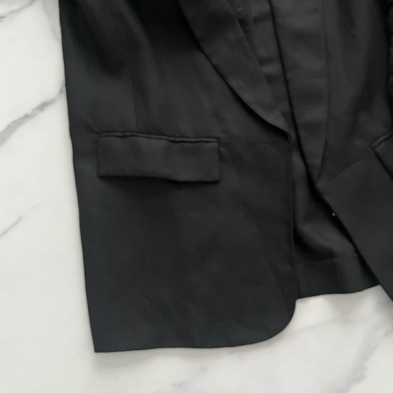 TART Kia Blazer Linen Tencel Ruched Sleeve Black Small Minimalist Casual Chic - Image 9