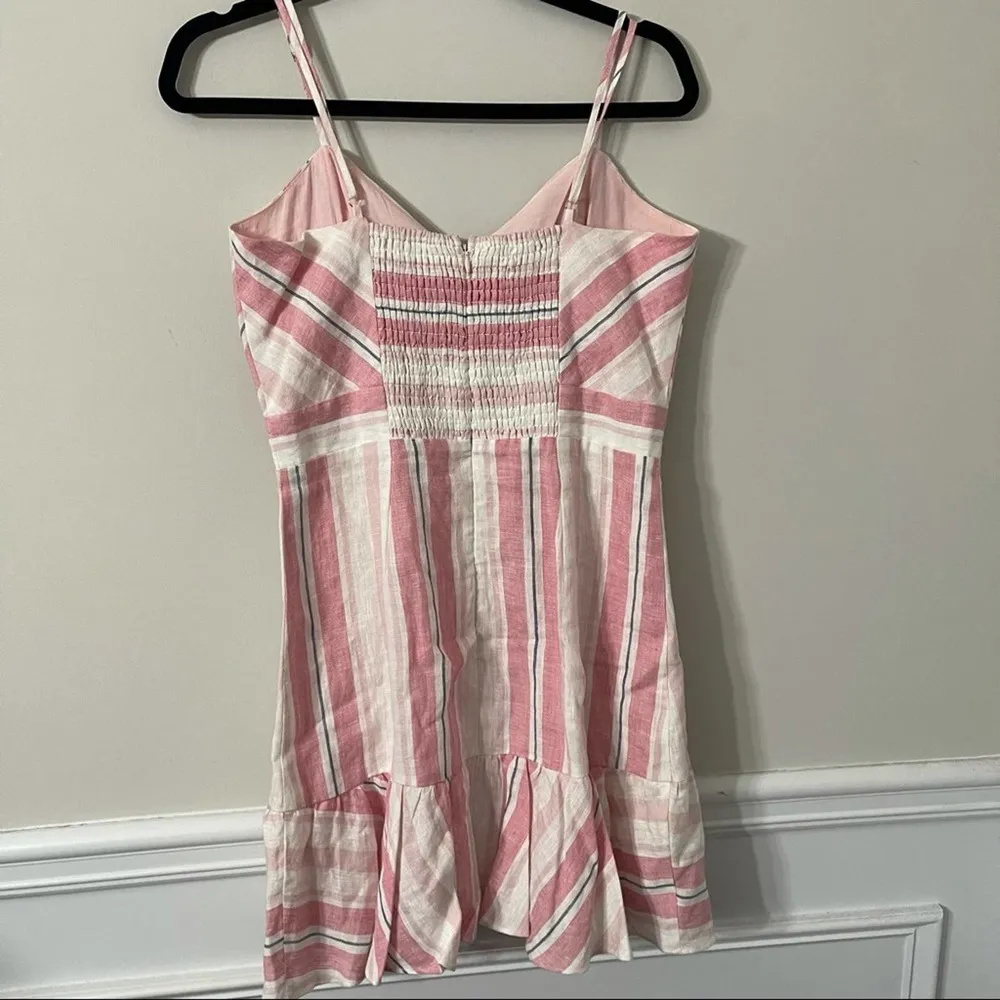 Parker bow linen dany striped fit n flare dress size‎ 6 - Image 9