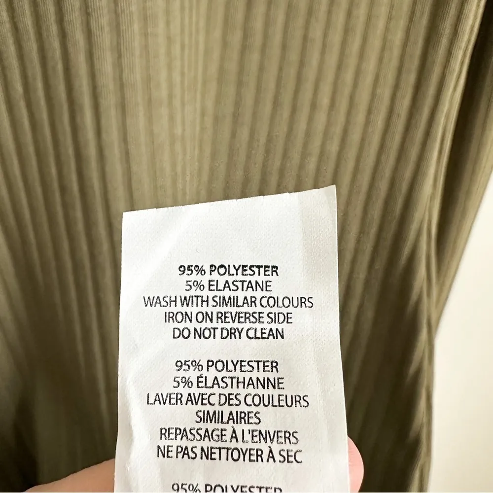 Boohoo Army Green Ribber Long sleeve mock neck midi Dress - Image 8