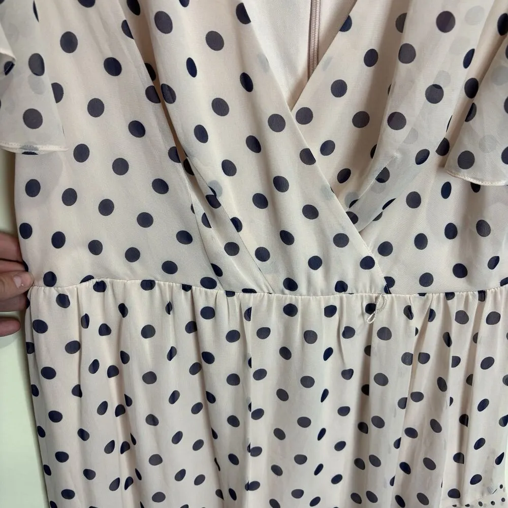 Eliza J Polka Dot Chiffon Faux Wrap Dress Women 14 Pink Wedding Guest Spring - Image 6