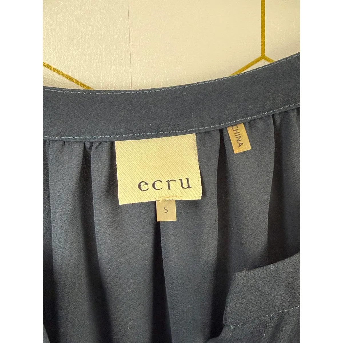 Ecru Navy Button-up Jewel Embellished Blouse - Size - Small - Image 4