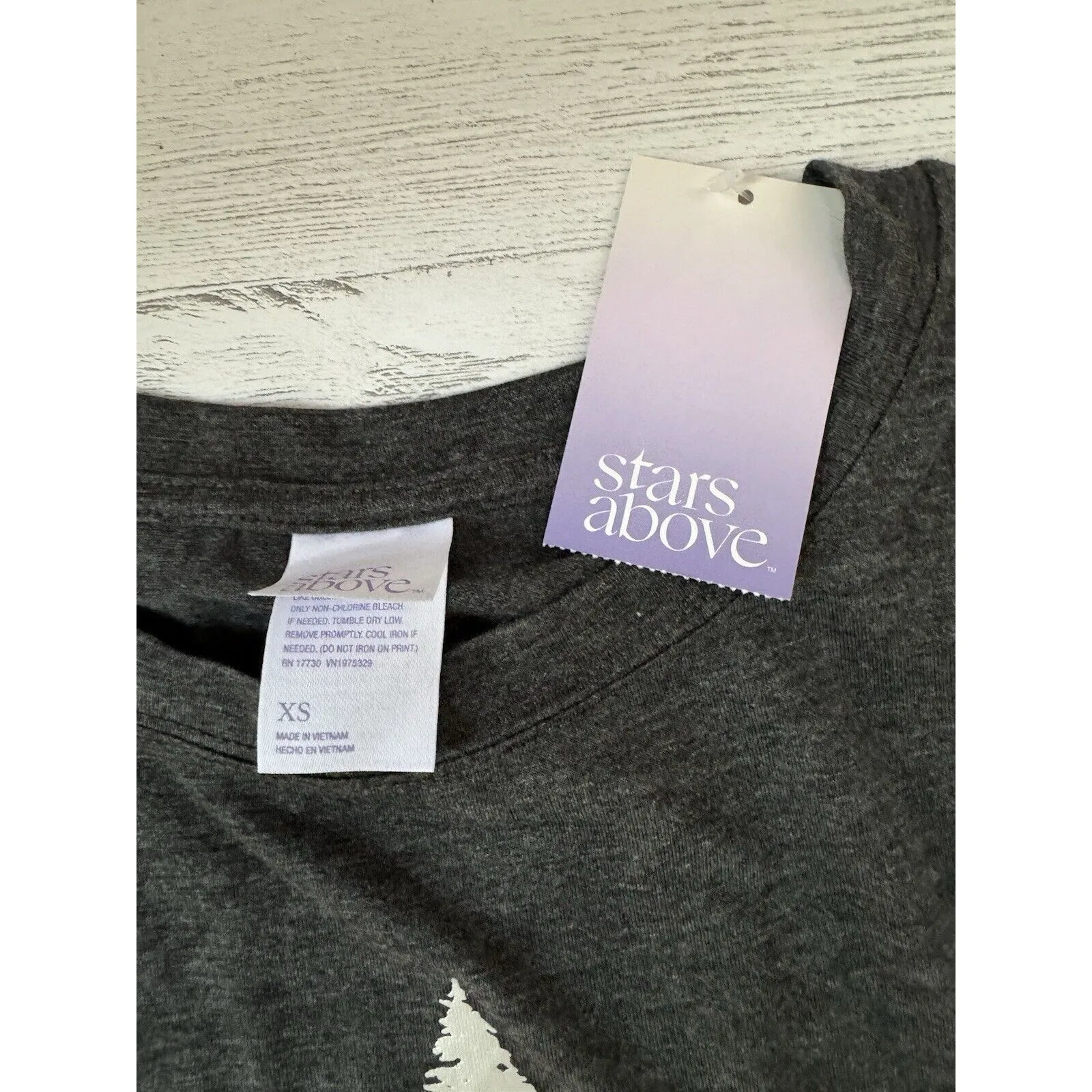 Stars Above T-Shirt Sleep Shirt XS Metallic Trees - Image 5