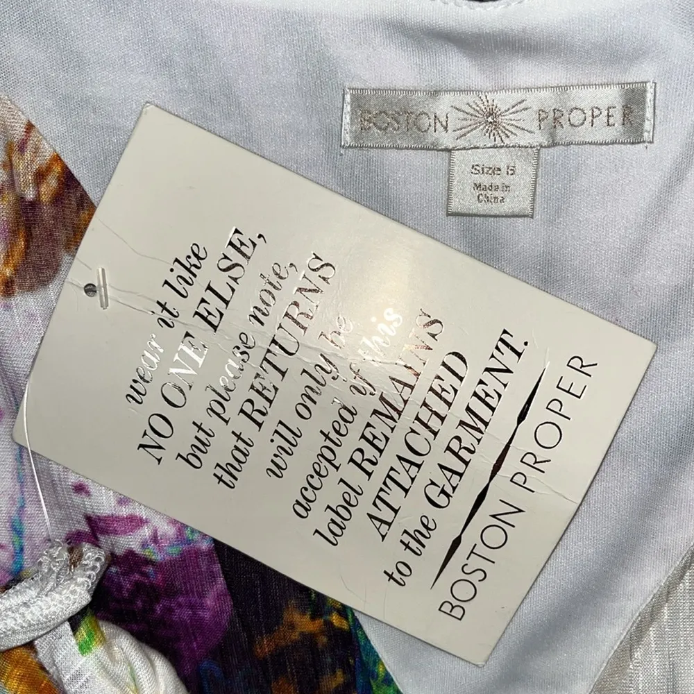 Boston Proper NWT Size S Abstract Floral Print Surplice V-Neck Sheath Dress - Image 4