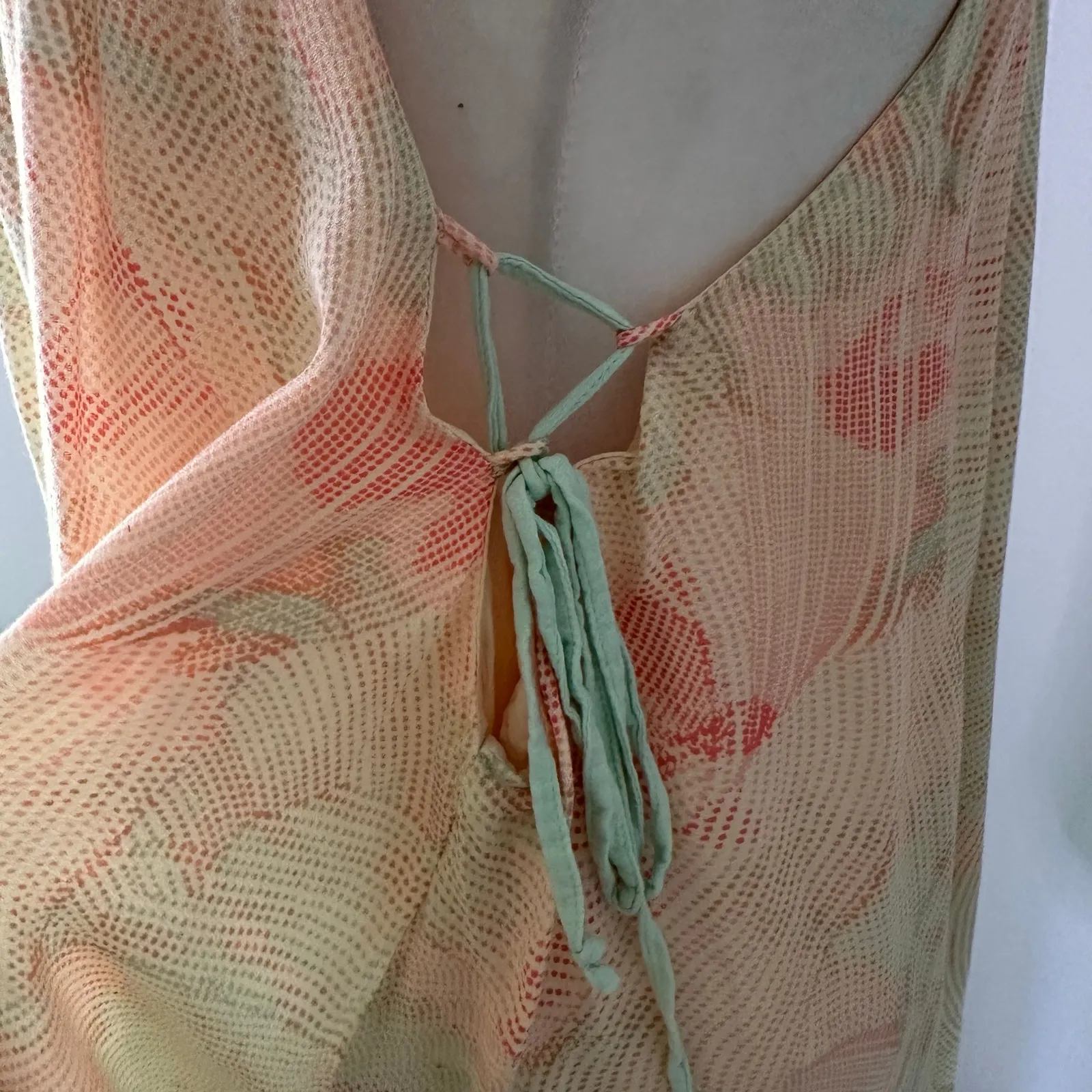 Free People cream, green & pink pastel dot print tank top size M - Image 7