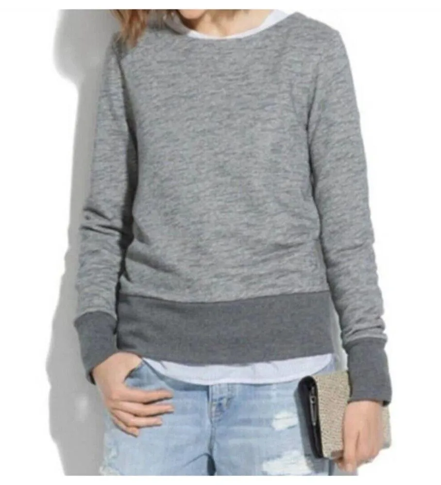 Madewell Women Sz XS Crew Neck Sweatshirt Back Zipper Casual Preppy Minimalist - Image 2