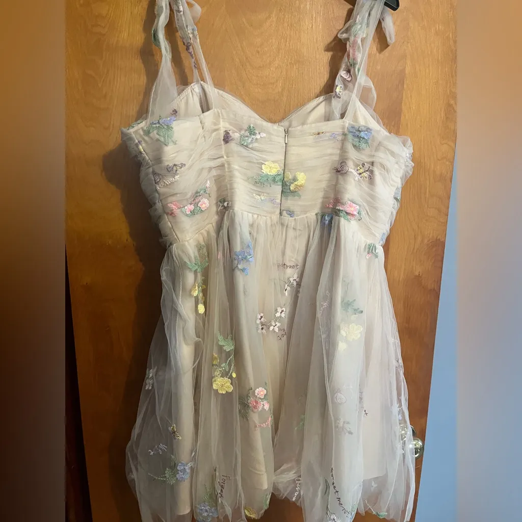 Amazon Tan Ruched Mini Sundress - Image 2