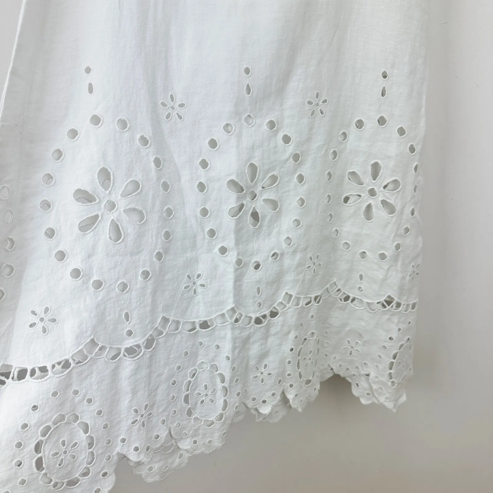 Madewell Eyelet Embroidered Maxi Skirt Linen Salt White Resort Boho US 0 NWT - Image 14