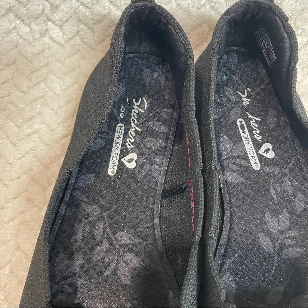 Skechers Cleo Black Knit Stretchy Ballet Flats Women’s 8 | classic preppy - Image 4