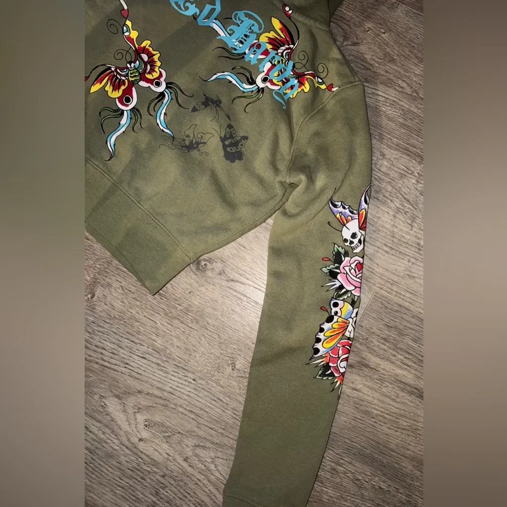 Ed Hardy Cropped Long Sleeve Jacket XS Women’s butterflies & Skulls - Image 8