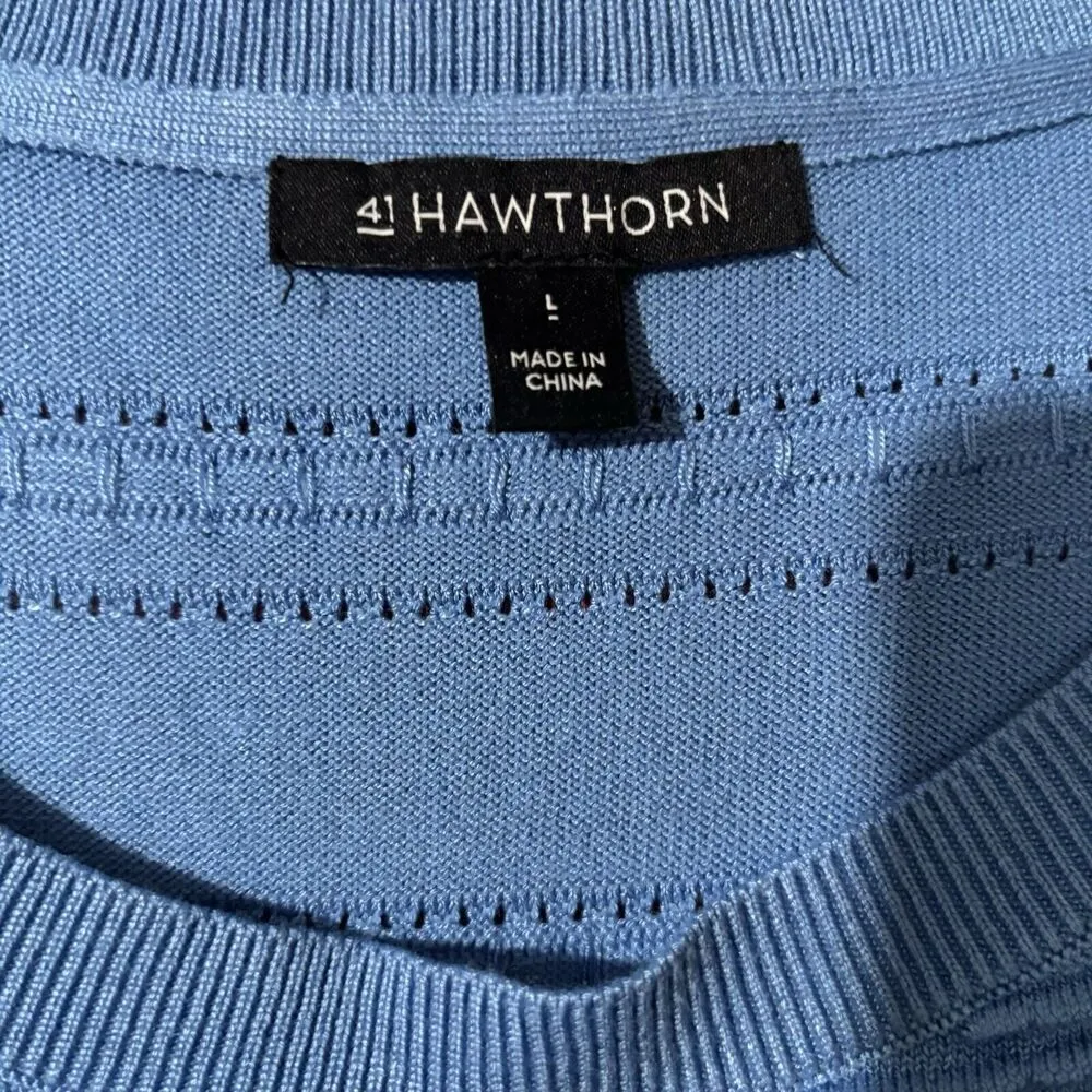 41 Hawthorn Tunic Sweater Womens Large Blue Textured Stretch Pullover Sweatshirt - Image 7