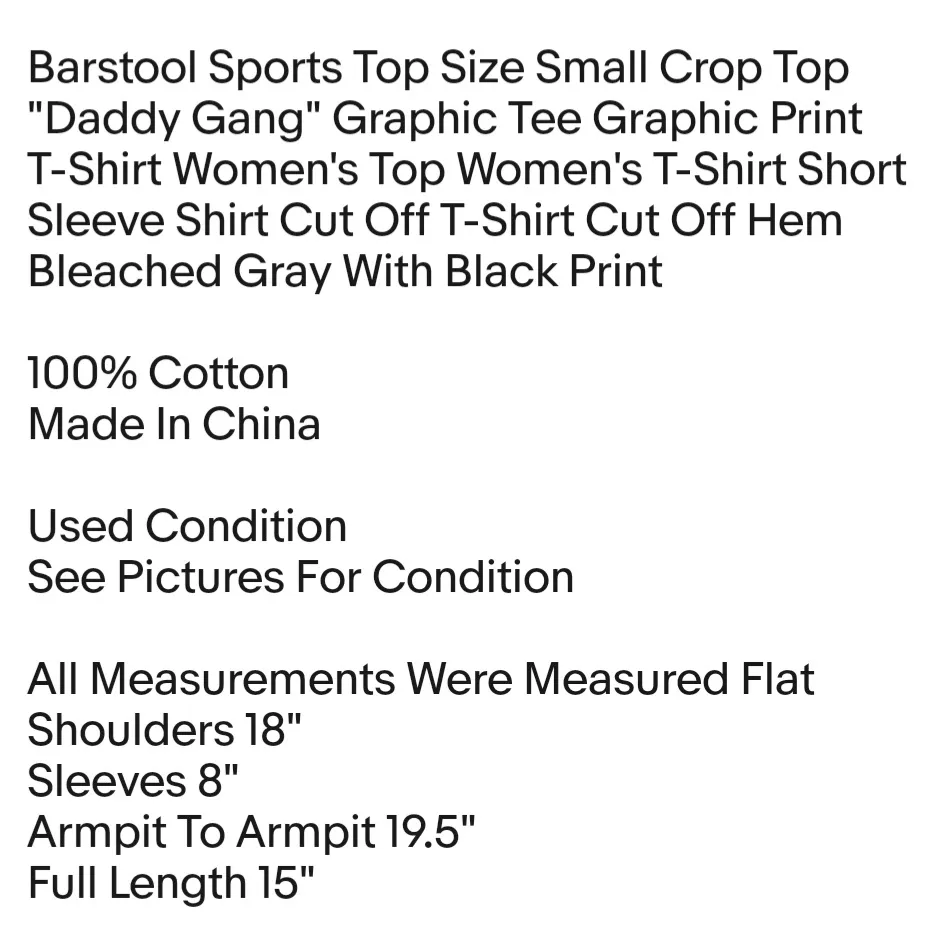 Barstool Sports Top Size Small Crop Top "Daddy Gang" Graphic Tee Graphic Print T-Shirt Women's  - Image 2