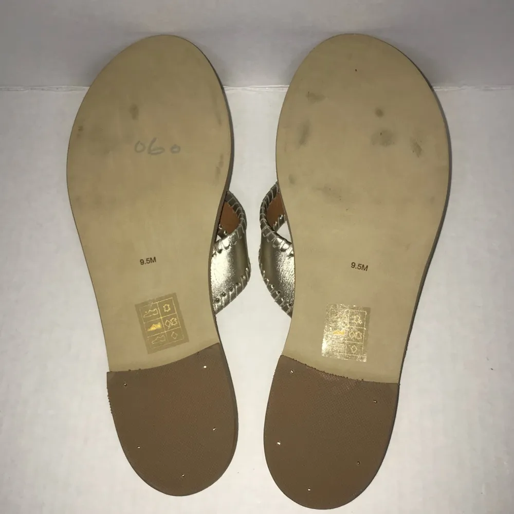 Jack Rogers RO Sandals Platinum (Gold-Silver) Whipstitch Flip Flop Sz 9.5 NWOT - Image 6