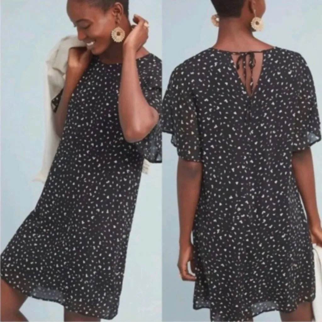 Cloth & Stone Anthropologie Fun Print Shift Dress Black White Size Small Petite - Image 2