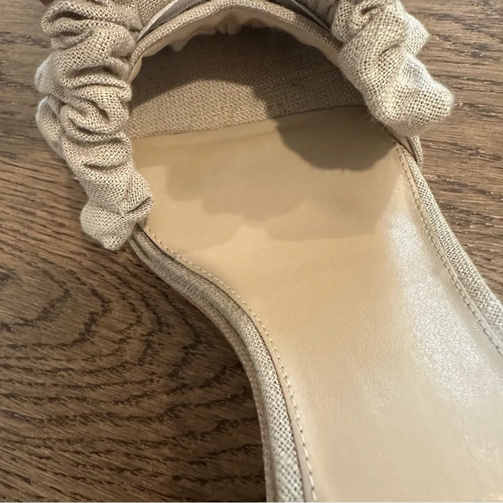 Sam Edelman Kady Beige Fabric Ruched Mule Heels Size 9.5 - Image 9