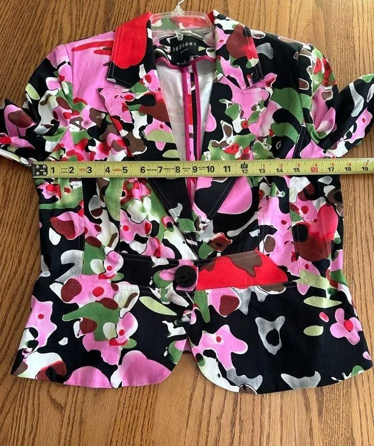 Insight Floral Print Single Button Peplum Style Blazer Size 6 Office Career Pink - Image 7