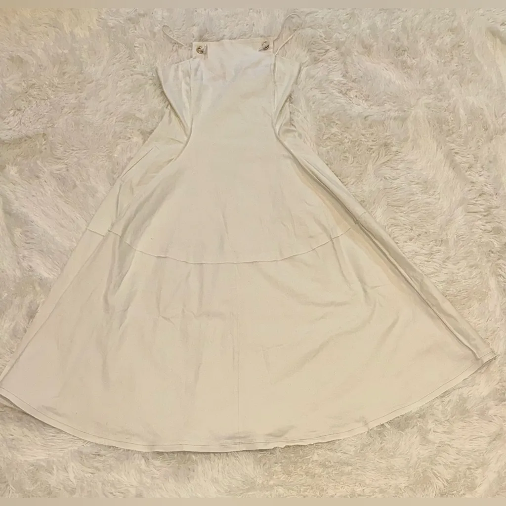 NEW CULT GAIA Maka White Stretch Cotton Denim Maxi Cocktail Dress sz M - Image 3