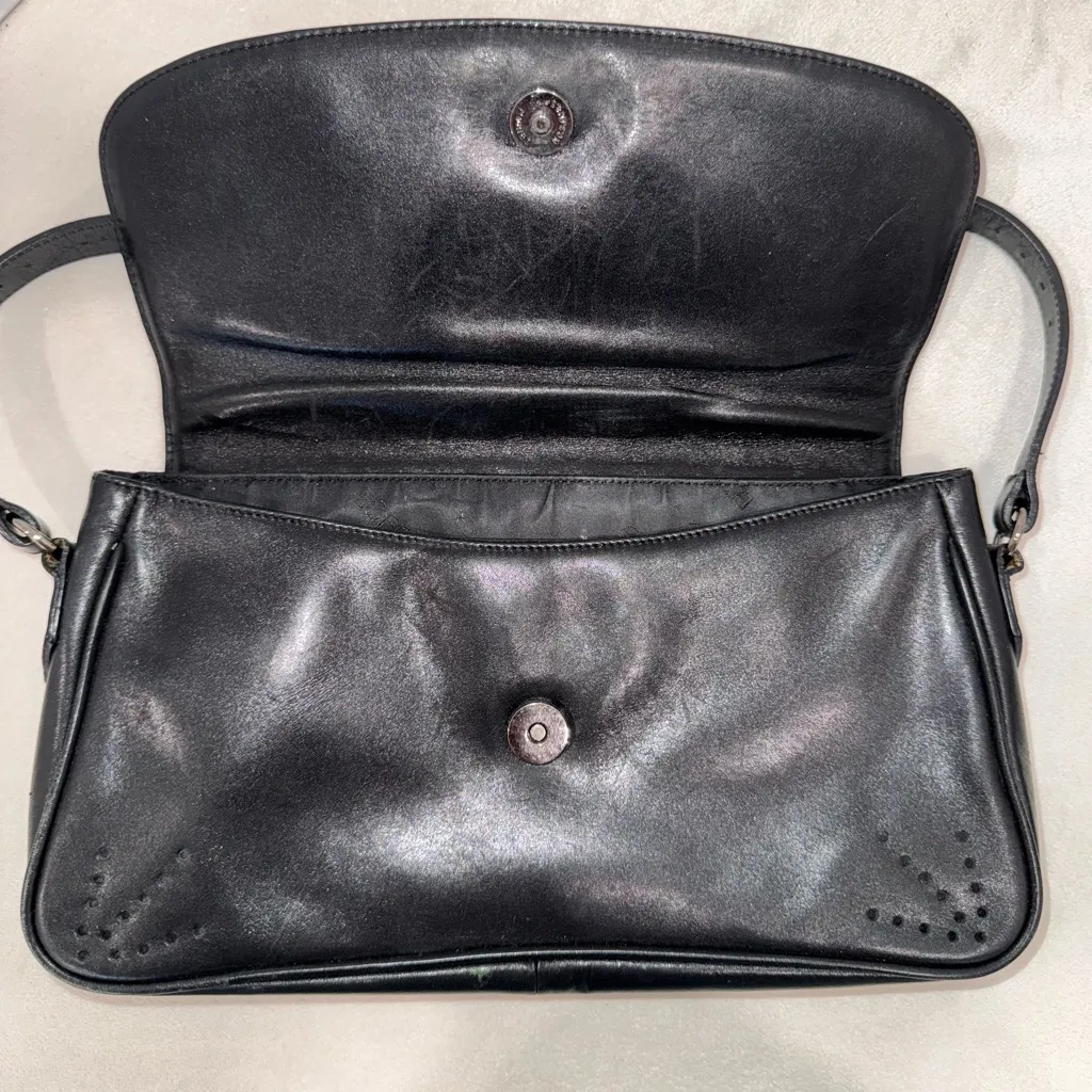 BCBG Max Azria Y2K 2000s Women’s All Black Leather Handbag Shoulder Purse Bag - Image 13