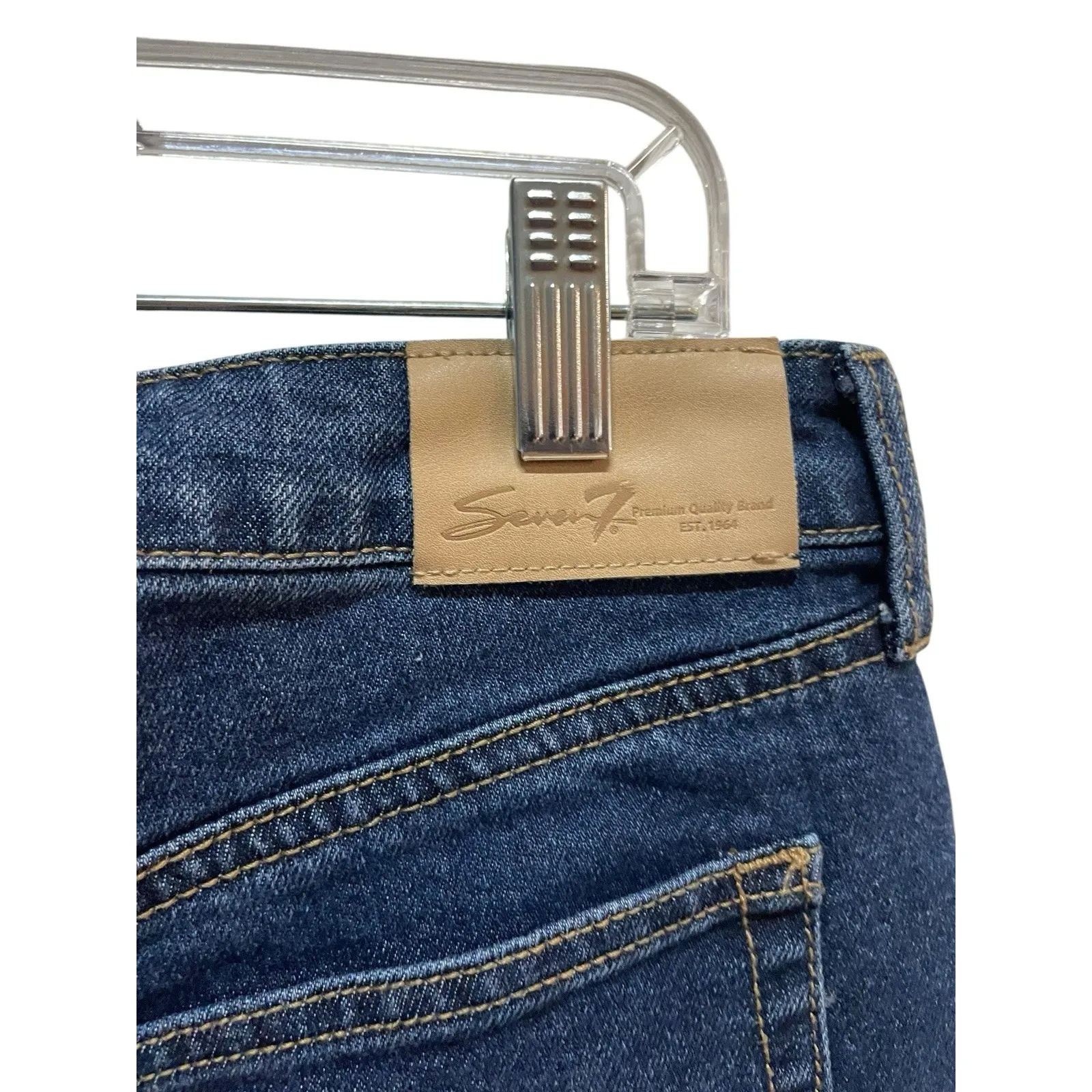 Seven7 Jeans Womens Straight Leg Dark Wash Denim Size 4 Stretch Mid Rise - Image 7