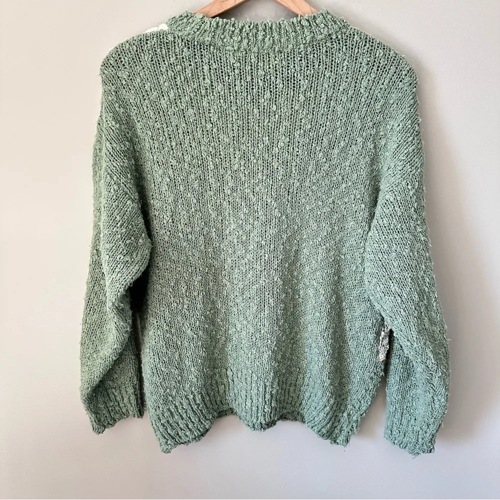Needles & Yarn Vintage Sweater Large Green Embellished Top Cottage Granny - Image 11