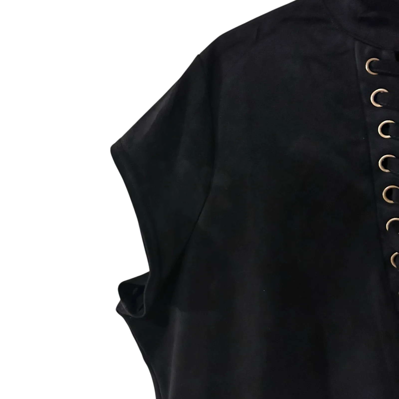 Ashley Stewart Mini Dress Black Faux Suede Corset Front SZ 18/20 Gothic Grunge - Image 5