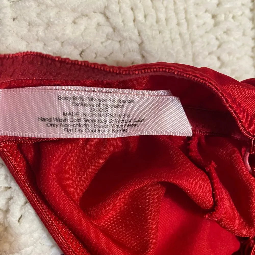 Flora’s Follies Red Satin Babydoll Sexy Lingerie Chemise Slip Plus Size 2X - Image 8