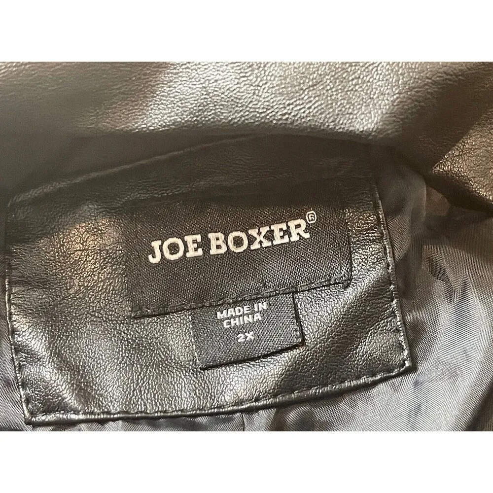 Joe Boxer Black Faux Leather Moto Biker Classic 3x Jacket - Image 9