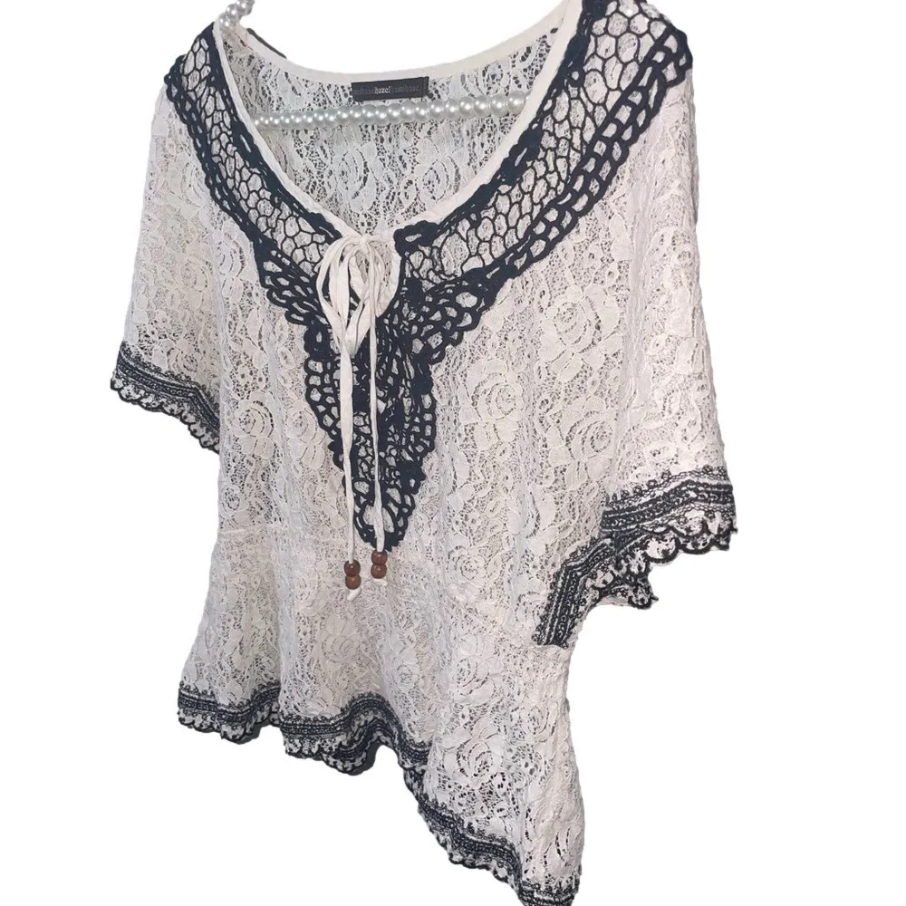 Hazel Lace Ruffle Babydoll Top Women Small Floral Boho Dainty Feminine Hippie White - Image 8