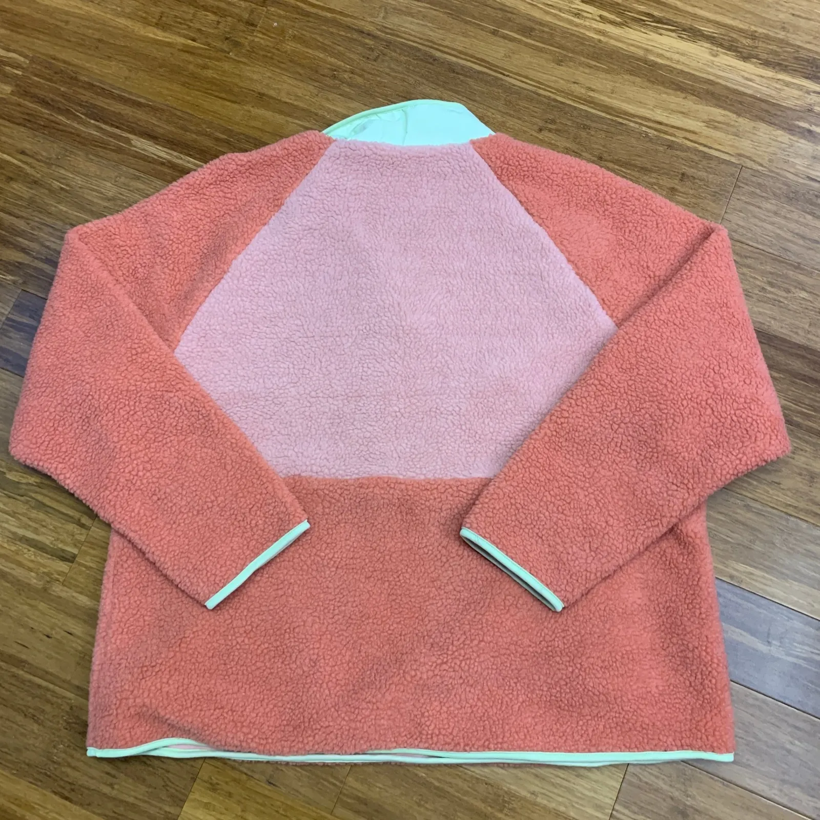 LIV Outdoor Tara Snap Neck Pullover Fleece Jacket Women XL Colorblock Coral Pink Orange - Image 4