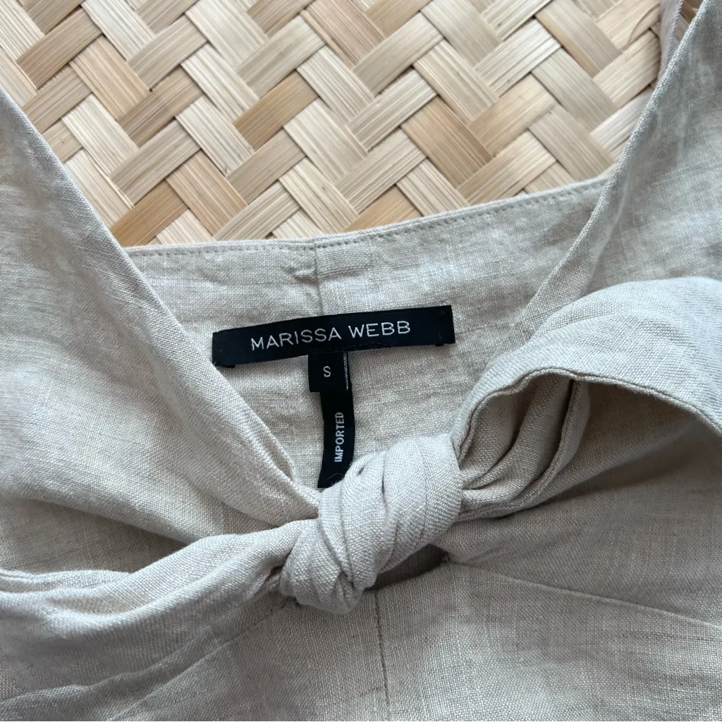 Marissa Webb Paloma tie front crop top in‎ flax Tan - Image 3