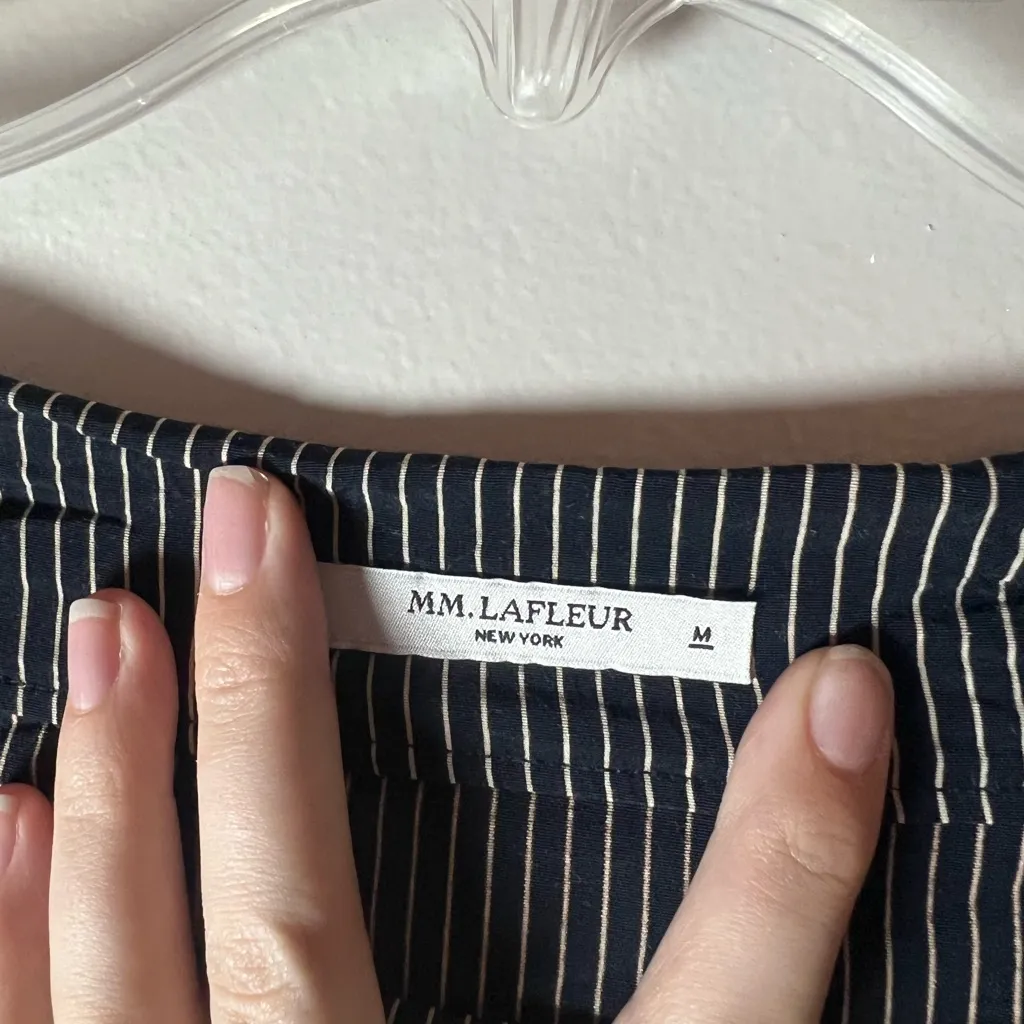 M.M Lafleur Rampling Top Navy White Stripe Boatneck Quiet Luxury Capsule Size M - Image 5