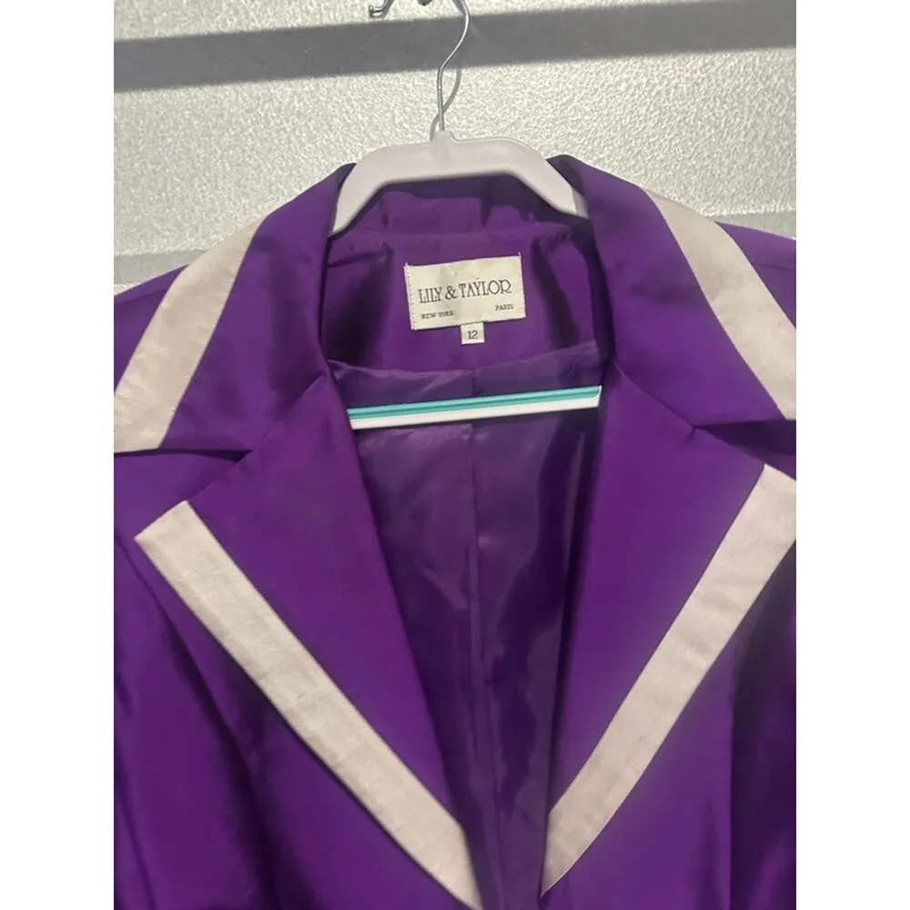 Lily & Taylor Purple Wool Silk Blazer Size 12 - Image 5